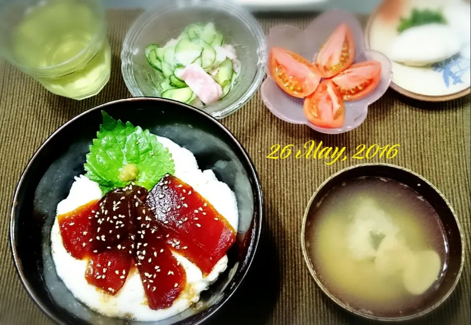 2016.5.26  晩御飯 とろろ漬けまぐろ丼|らんちゃんさん