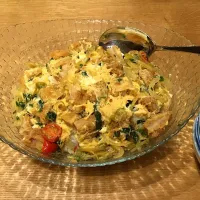 Snapdishの料理写真:昨日の晩のトンカツで朝からカツ丼(^_^)|Fujioka  Hiroyukiさん