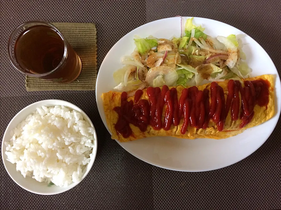 ミンチオムレツご飯|ばーさんさん