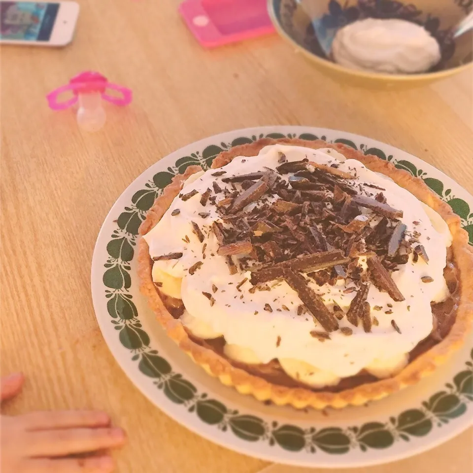 Sjokolade eggekrem og banan terte/chocolate custard and banana tart/ チョコレートカスタードとバナナのタルト|Niwabiさん