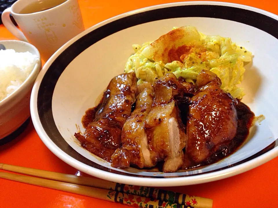 照り焼きチキンとカレー味コールスロー|cazakyさん