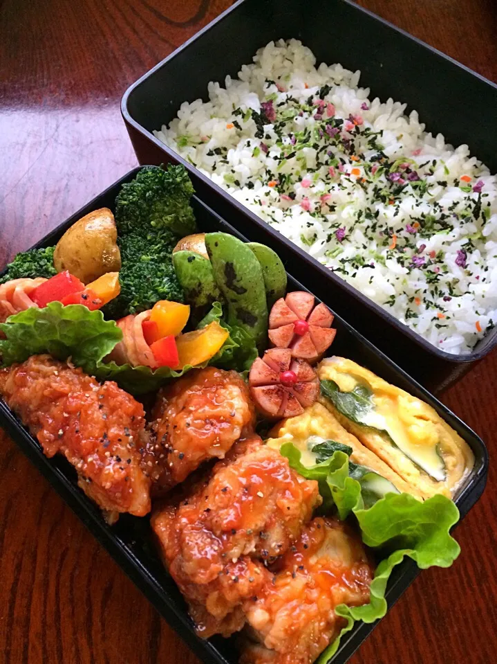 Snapdishの料理写真:鶏肉のケチャソース弁当|二キィさん