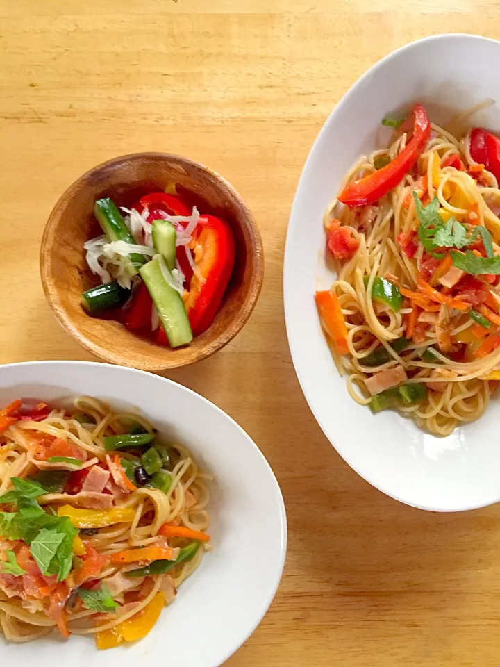 あり物夏野菜のトマトクリームパスタ ランチ|ミカさん