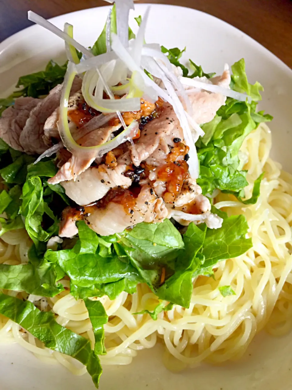 豚しゃぶのっけの冷麺|もこうさぎさん