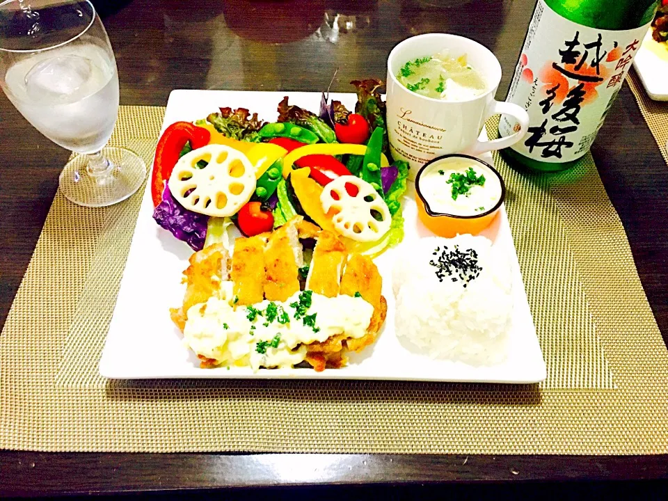 チキン南蛮、しそ団子と春雨のスープ
今日の夜ご飯〜(^-^)/|るみさん