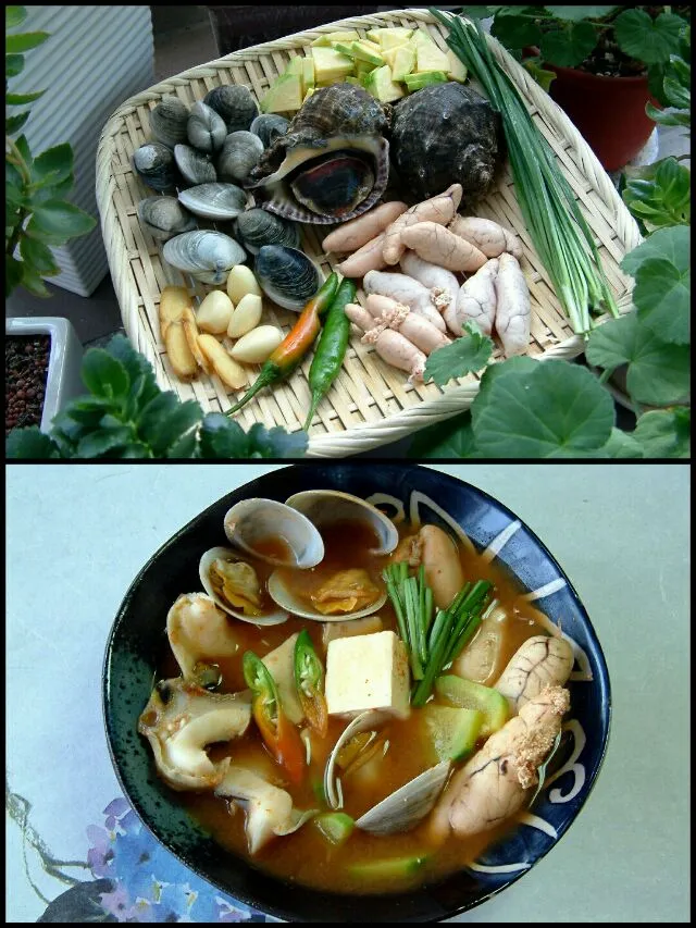 Snapdishの料理写真:seafood miso broth|steven z.y.さん