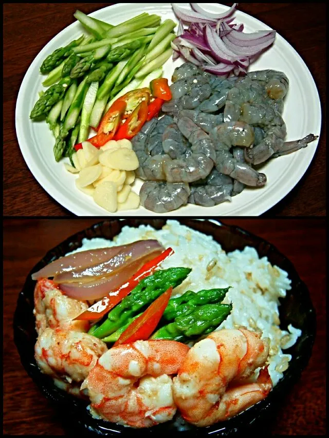 stirfried prawns with asparagus|steven z.y.さん