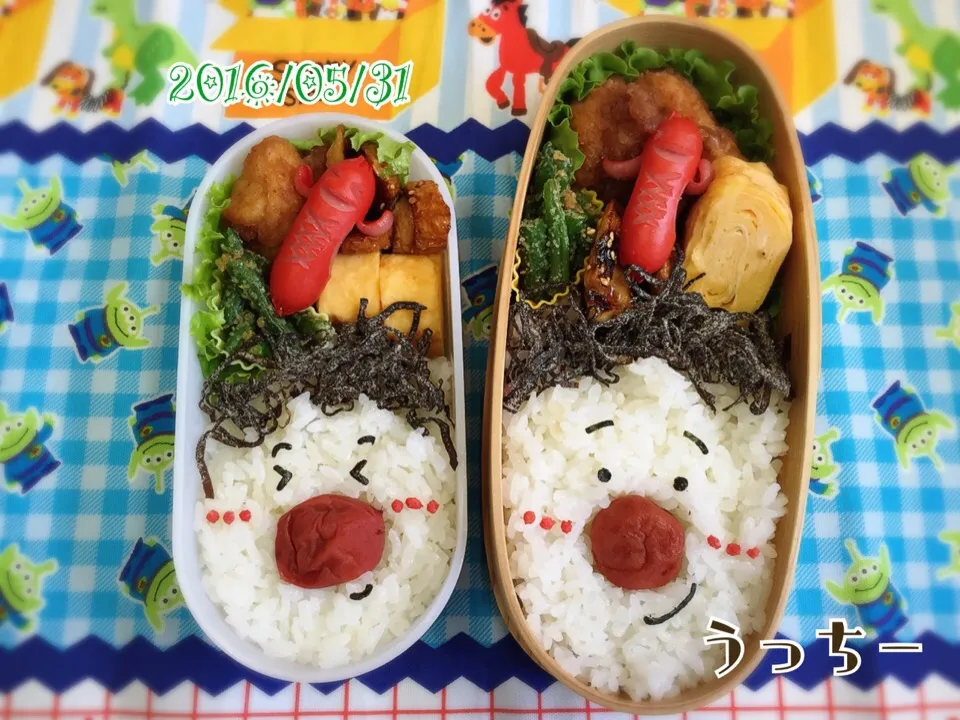 Snapdishの料理写真:5/31 5月ラストの弁当男子♪2人弁当|うっちーさん