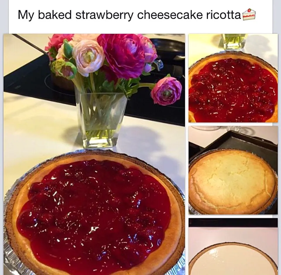 Strawberry ricotta cream cheese cake|🌺IAnneさん