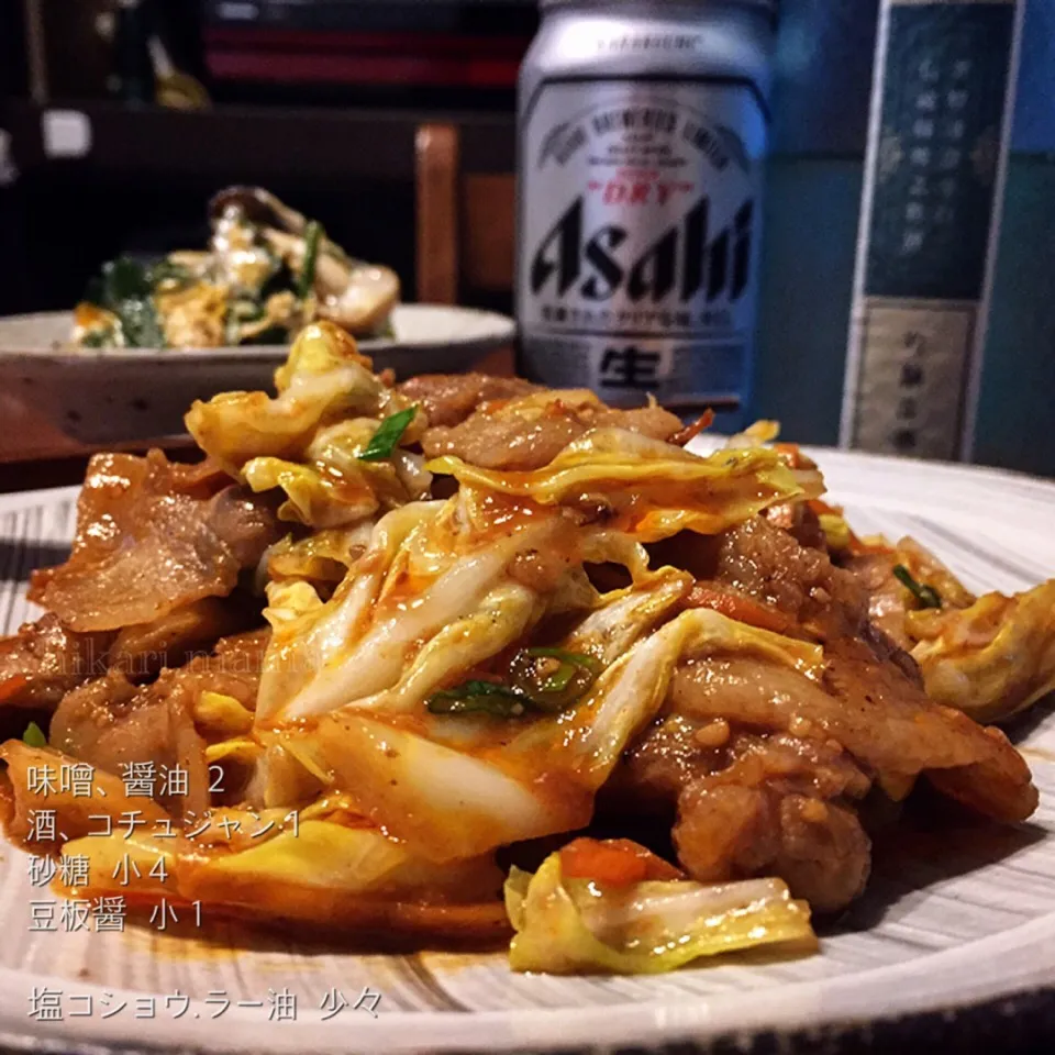 簡単回鍋肉とキノコと蒟蒻入りニラ玉♪|ひかりママさん