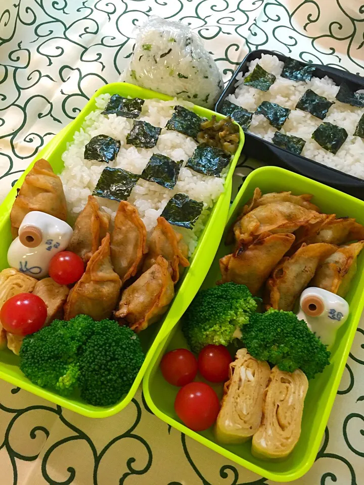 Snapdishの料理写真:2016.6.1 中１＆高１男子揚げ餃子弁当(๑>؂<๑)|mari-pさん