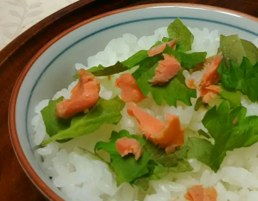 塩鮭とシソのごはん🍚|あらいぐまのしっぽさん