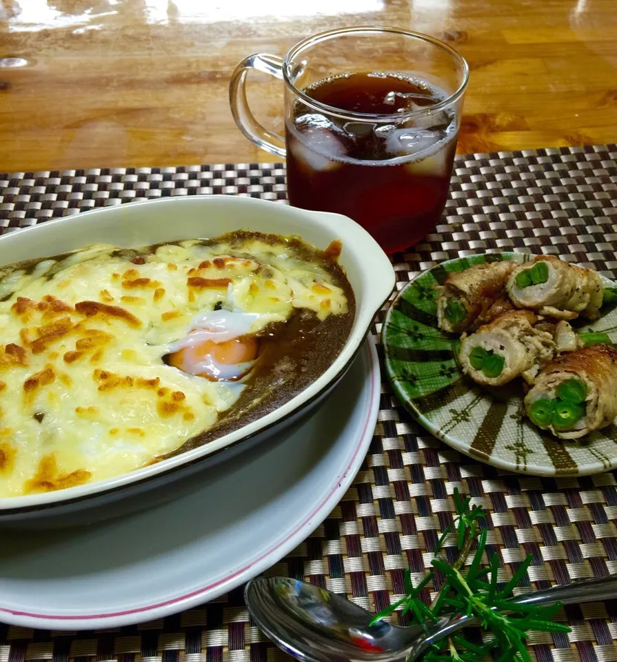 🏡でランチ♪昨夜の残りカレーをチーズたっぷり🐣焼きカレーにしました|keikoさん