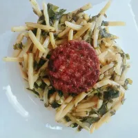 vegan mushroom hamburger with yellow bean|Doron Evgiさん