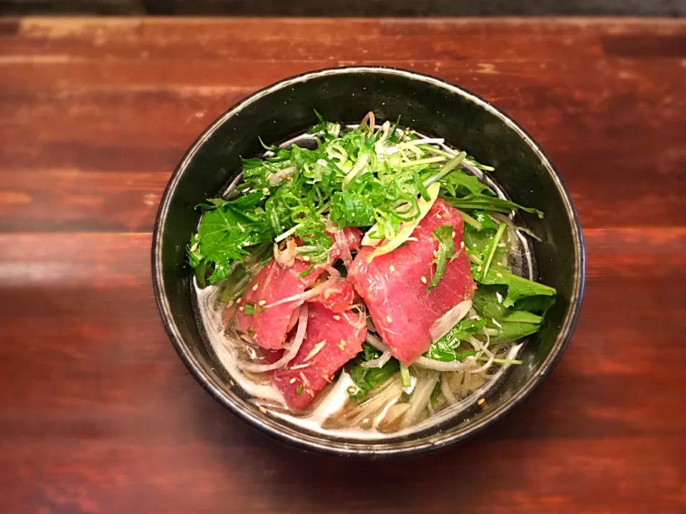 めばち鮪のねぎまみれそうめん1|半田手延べそうめんの店 阿波や壱兆さん