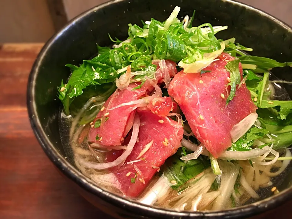 めばち鮪のねぎまみれそうめん2|半田手延べそうめんの店 阿波や壱兆さん