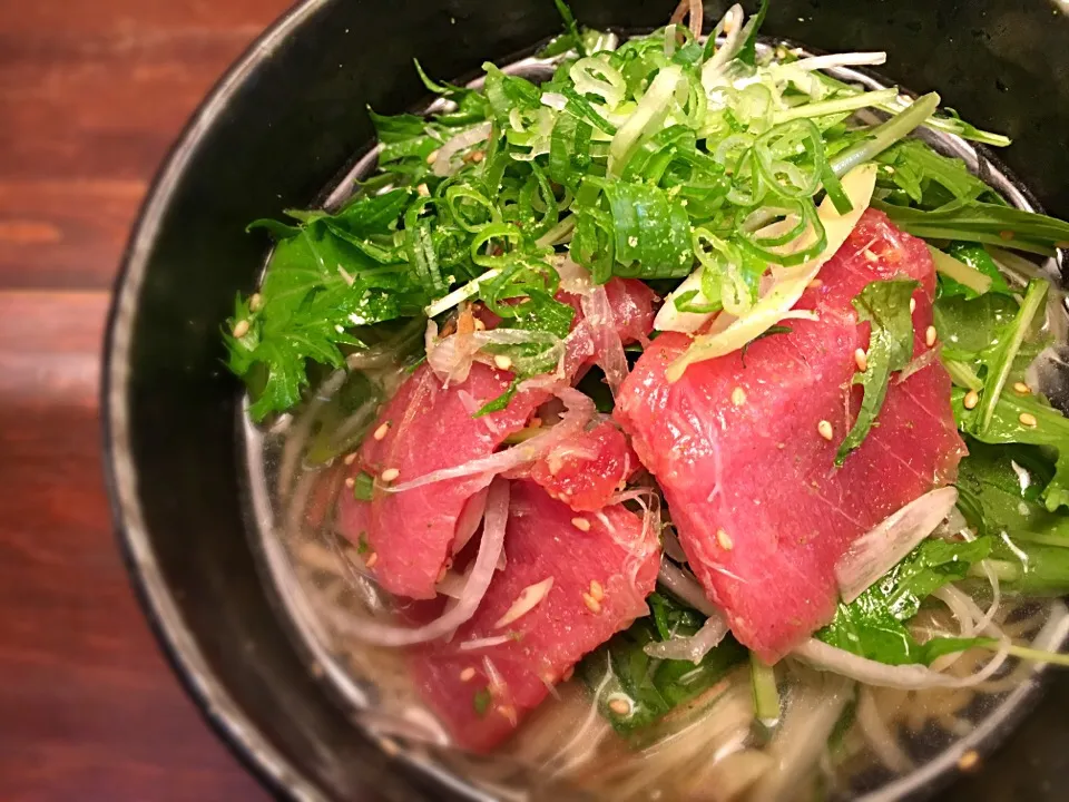 めばち鮪のねぎまみれそうめん4|半田手延べそうめんの店 阿波や壱兆さん