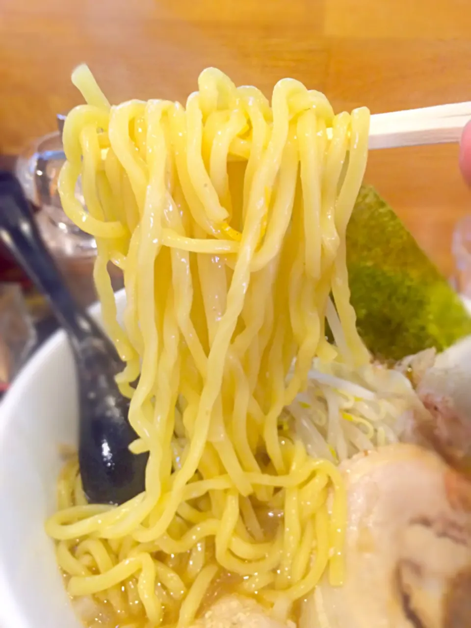 Snapdishの料理写真:醤油炊きしろぼしらーめんの麺@つけ麺 しろぼし|morimi32さん