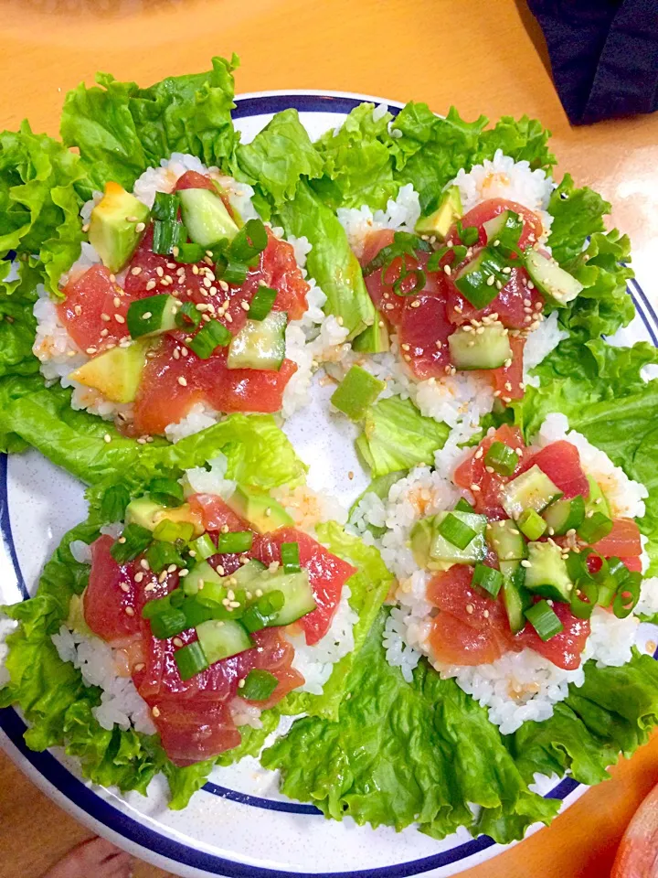 Spicy Tuna Poke lettuce wrap.|Seikitchenさん