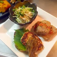 彼ごはん
*豆腐ハンバーグ
*肉巻き高野豆腐
*切り干し大根マヨサラダ|たもさん