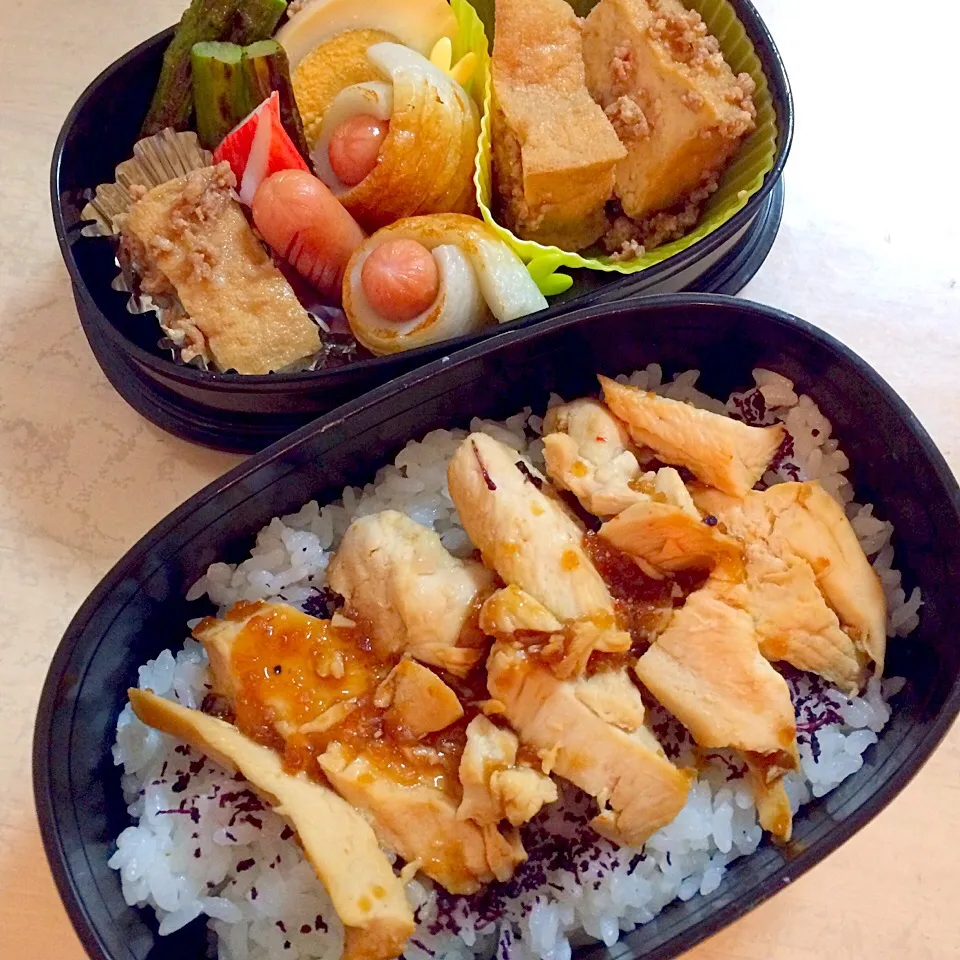 Snapdishの料理写真:男子弁当 鳥ムネ肉丼|Booパパさん