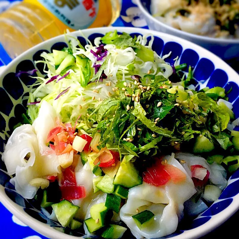 水餃子 カンタン酢に漬けたミョウガときゅうり＋カンタン酢＋醤油＋ごま油＋ラー油|tamiさん