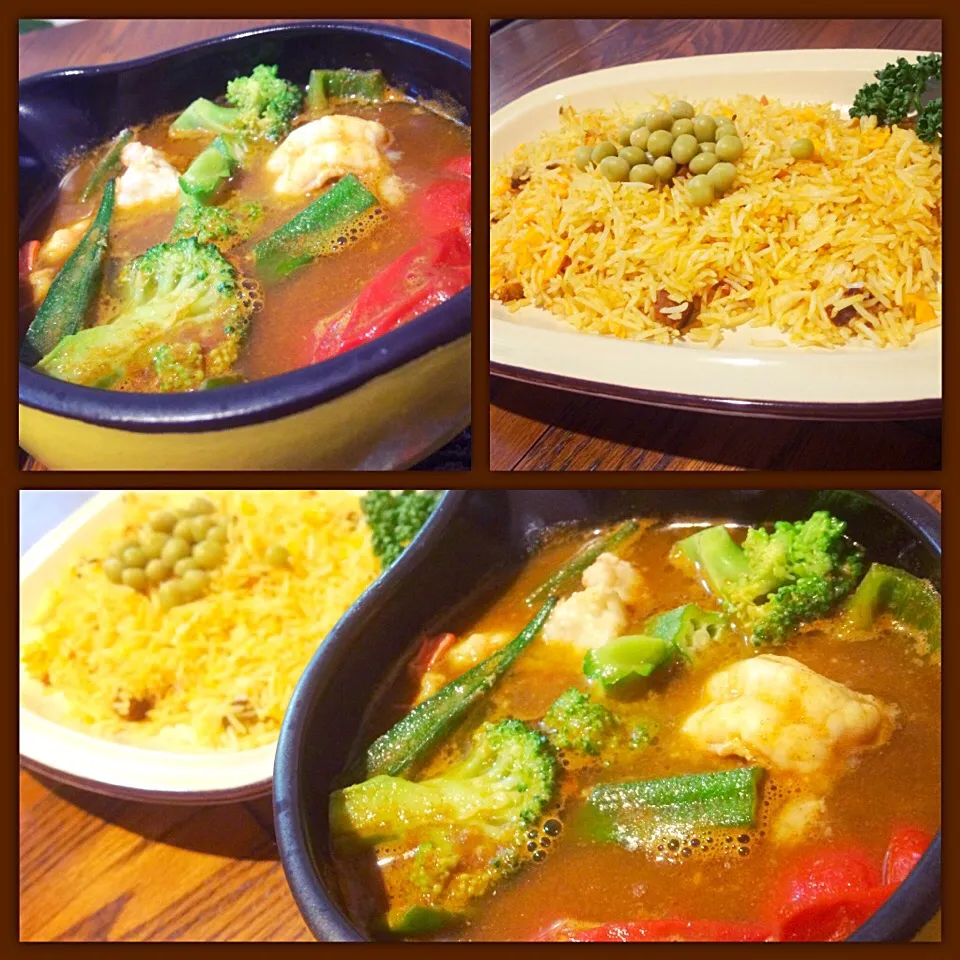 海老野菜カリー&カレー炒飯🍛|おかっぴーさん