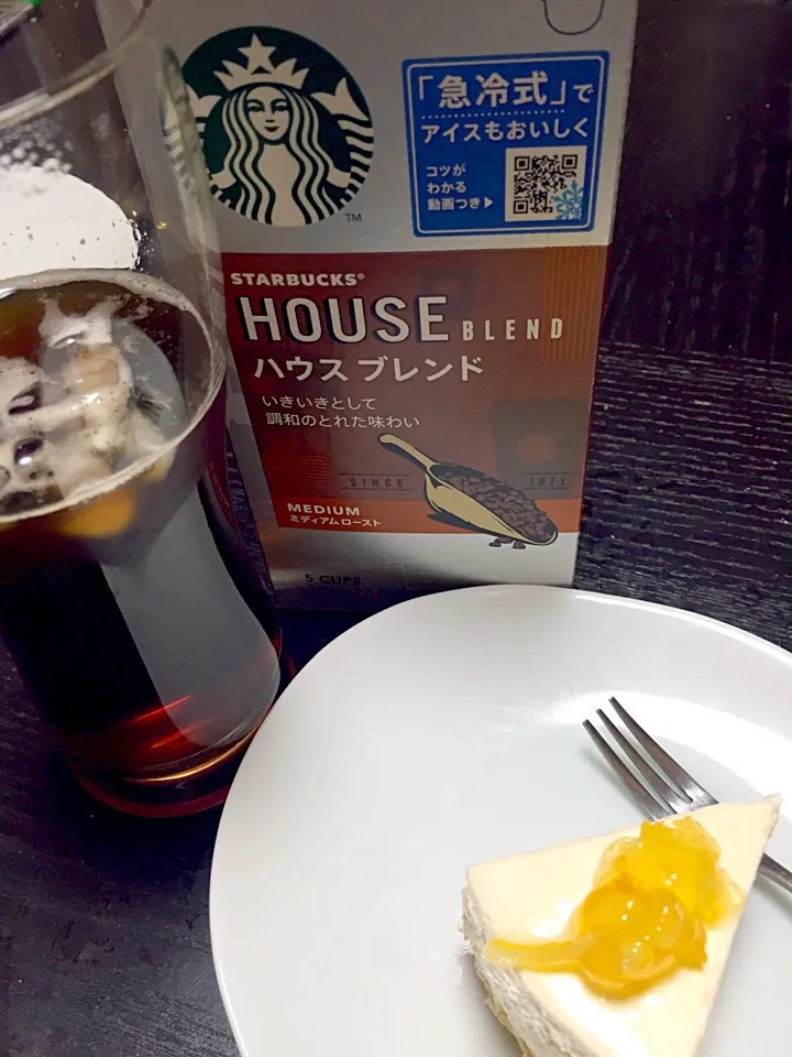 Snapdishの料理写真:マーマレードチーズケーキと #スターバックス オリガミ ハウスブレンド|UZUさん