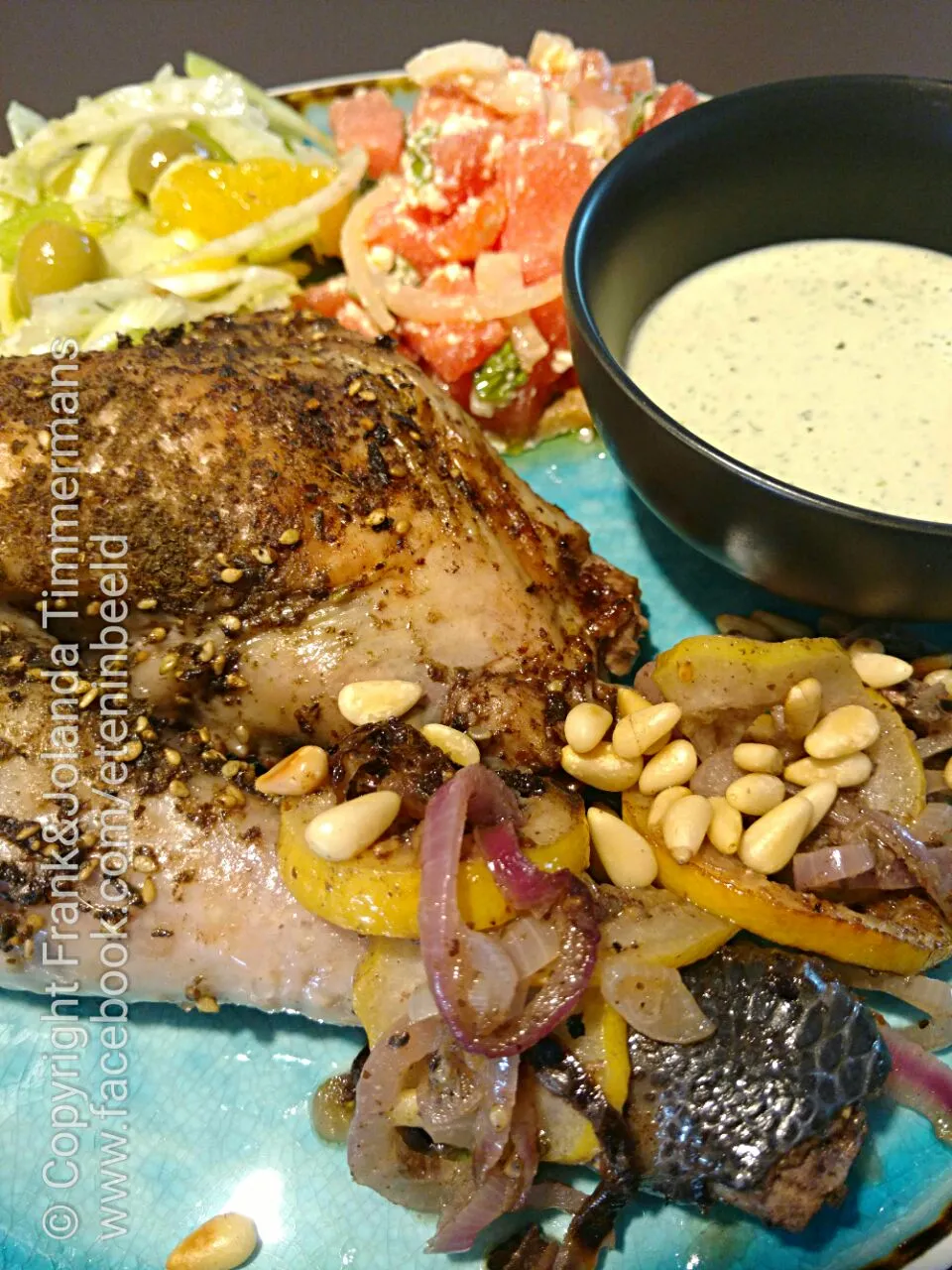 Arabic chicken with tahini sauce and salads|Frank&Jolanda - Eteninbeeldさん