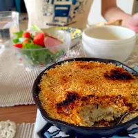 Snapdishの料理写真:今日のお昼ごはん☆スキレットコロッケアップアングル！