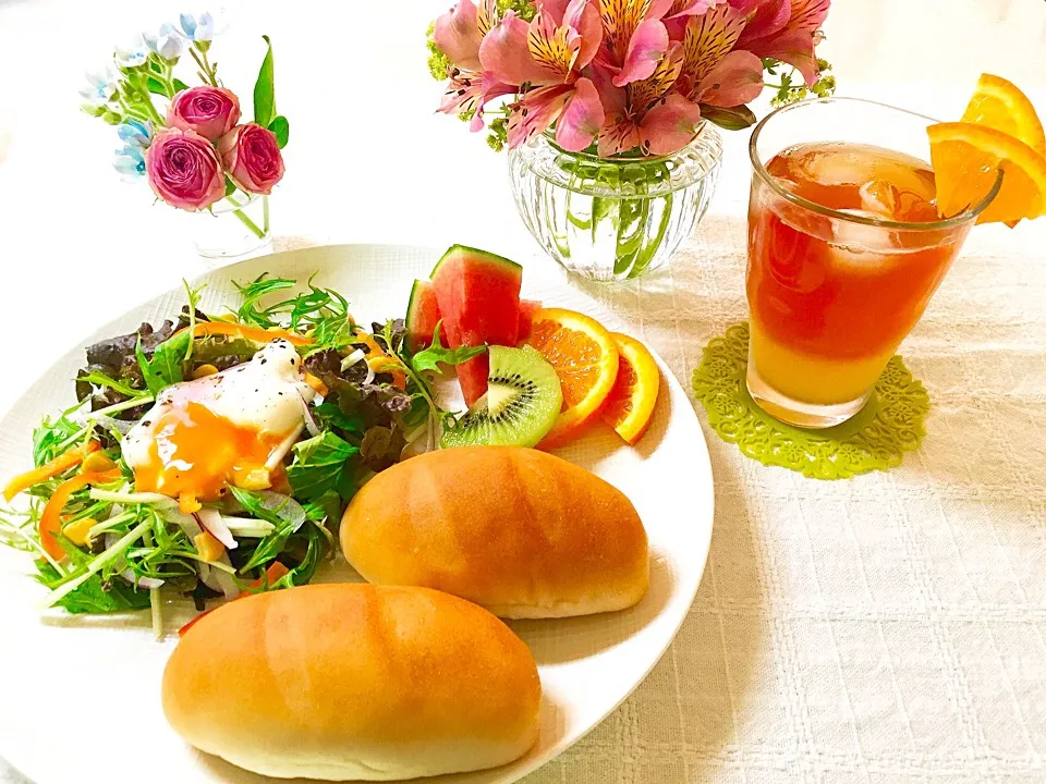 朝食🍴✨
アップルティーでオレンジセパレートティー作りました🍏🍎🍊🍹✨|キャンディさん