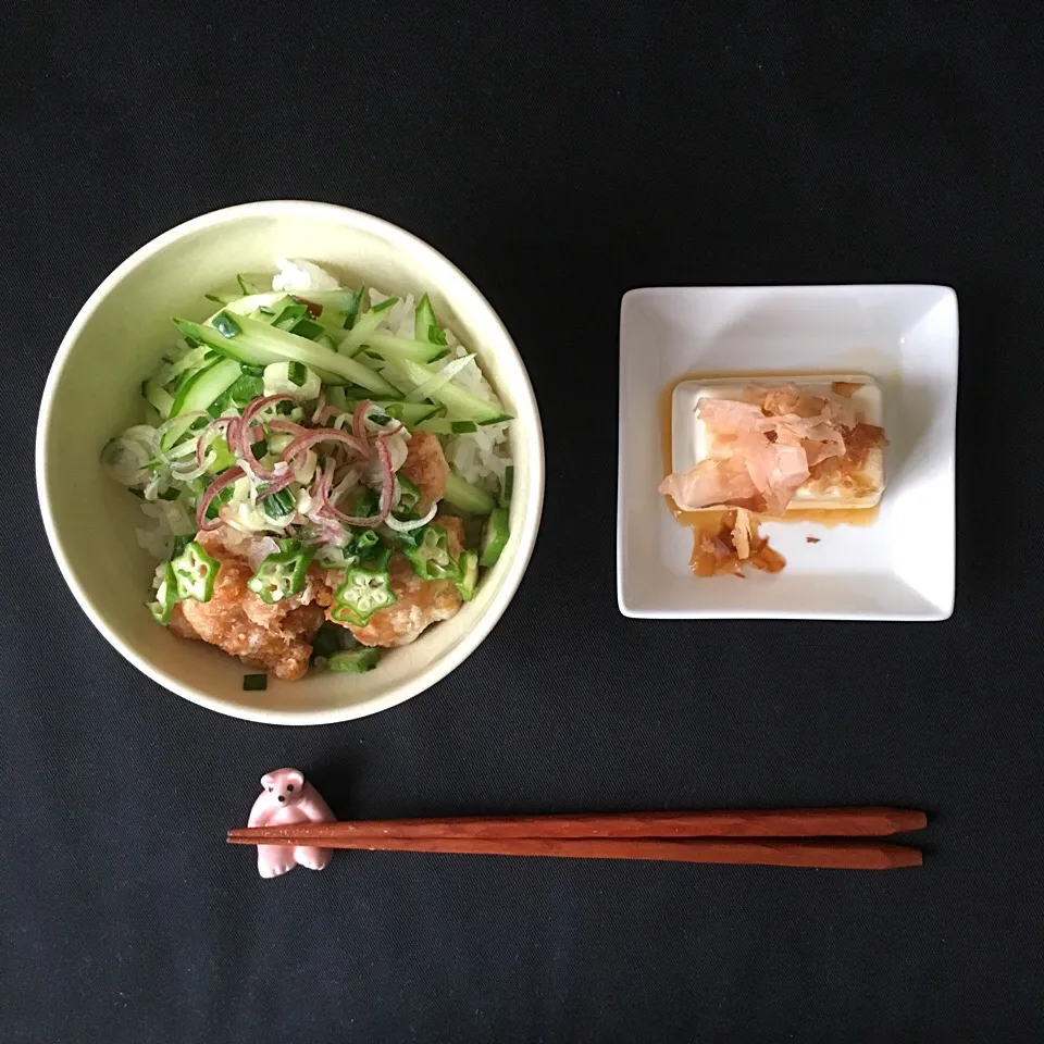 ✩香味野菜の竜田揚げ丼
✩すだち豆腐の冷奴|はるさん