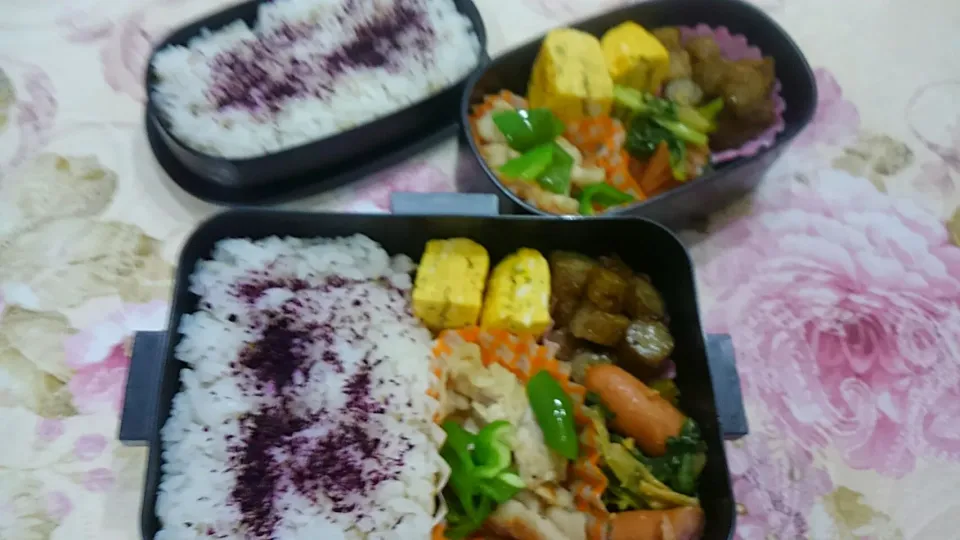 Snapdishの料理写真:豚肉とピーマンの炒め物😁ウインナとセロリの葉の味噌炒め|たえさん