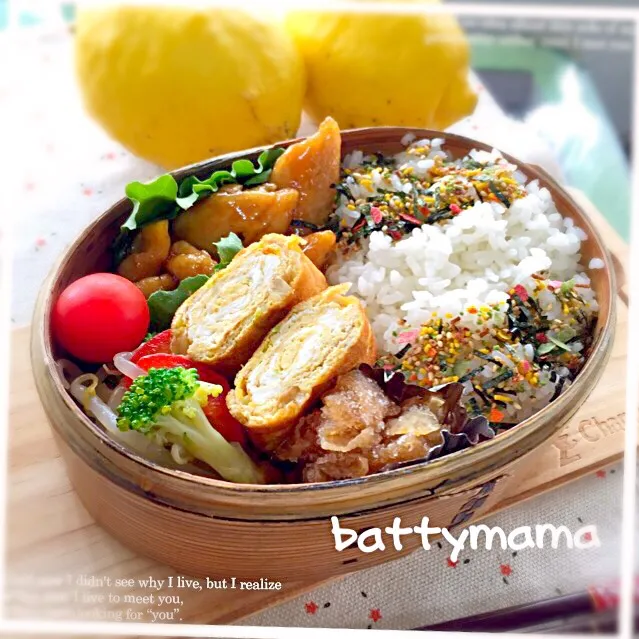 Snapdishの料理写真:鶏ささみのレモン煮弁当～♡ #battymamaの節約しても美味しいお弁当|ばってぃーまま＠♪さん