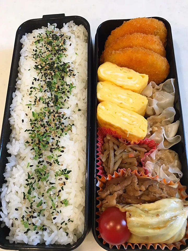 Snapdishの料理写真:2016.6.6 旦那様お弁当 寝坊してしまい…毎度手抜き弁当だけど…さらに簡単弁当になりm(_ _)m|あっきーよさん