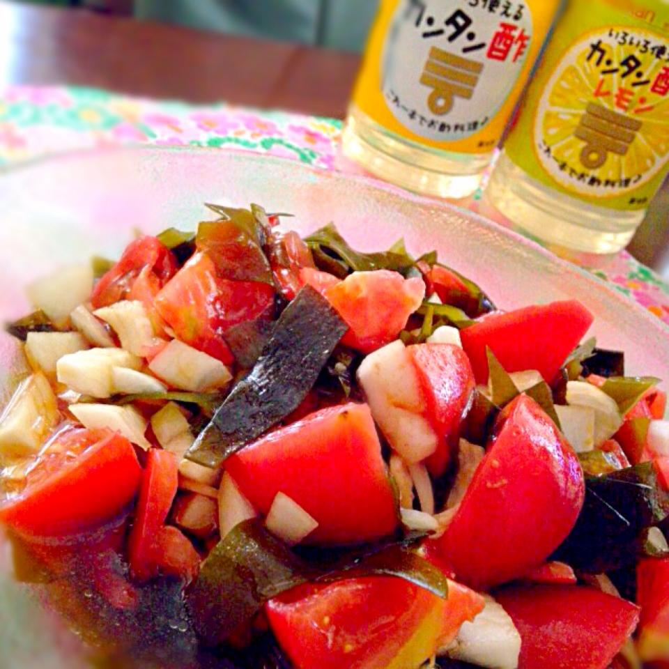 Tomoko Itoさんの料理 ミニトマトとわかめと新玉ねぎのさっぱりサラダ💕