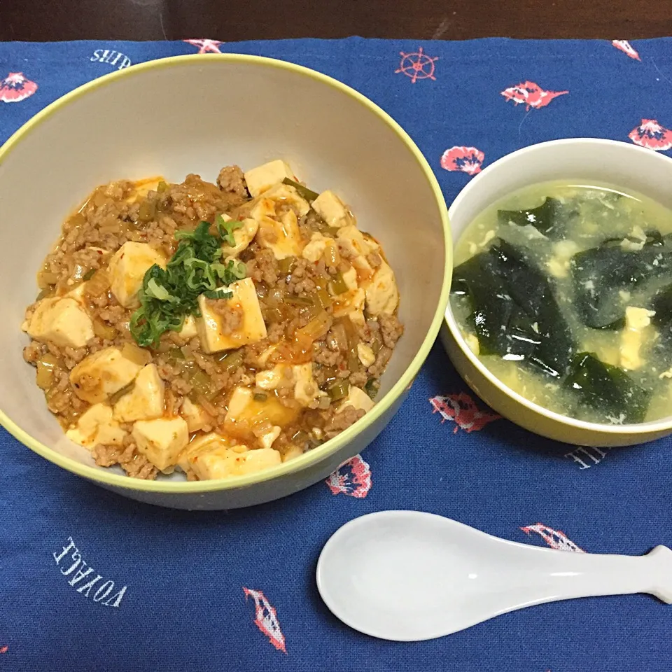 麻婆豆腐、わかめたまごスープ|めぐみんさん