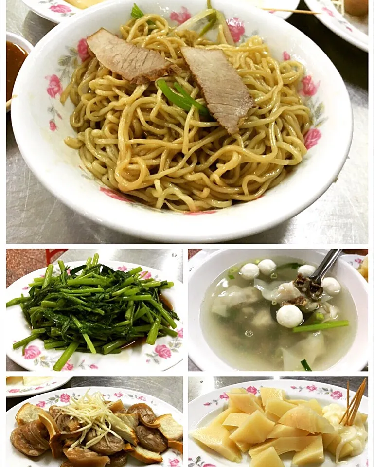 Snapdishの料理写真:豬油拌麵&綜合湯&燙空心菜&涼筍沙拉&小菜|Orangeさん