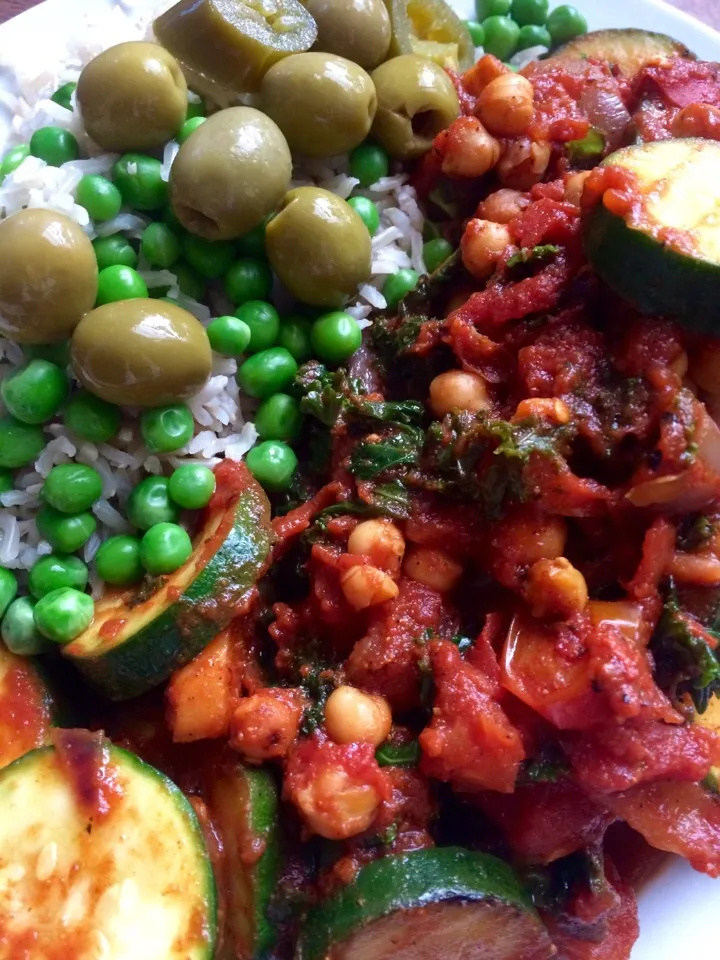 Spicy chickpeas, courgettes & tomatoes with rice|Nick Hiderさん