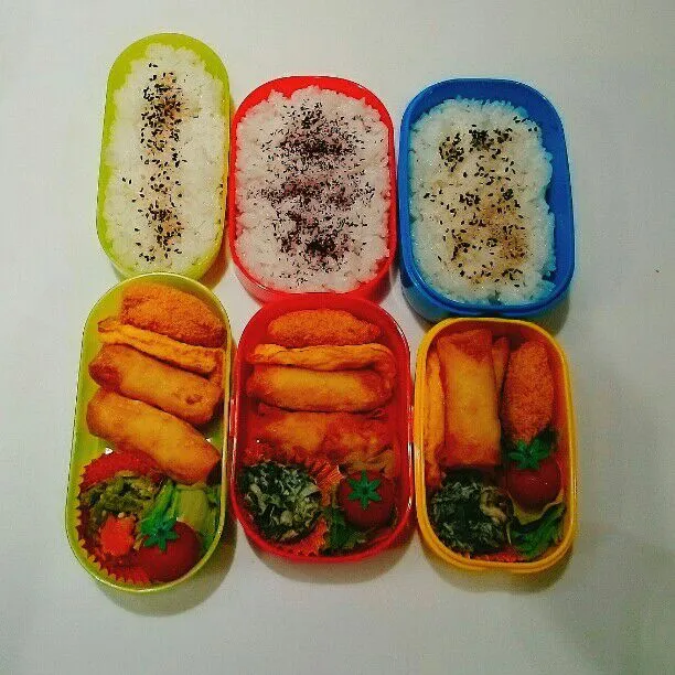 Snapdishの料理写真:6/7(火)の三人弁当🍱|ふみぃさん