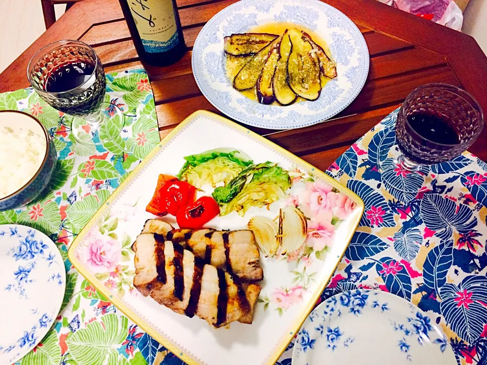 豚バラチャーシュー&グリル野菜&焼き茄子のマリネ|あやさん