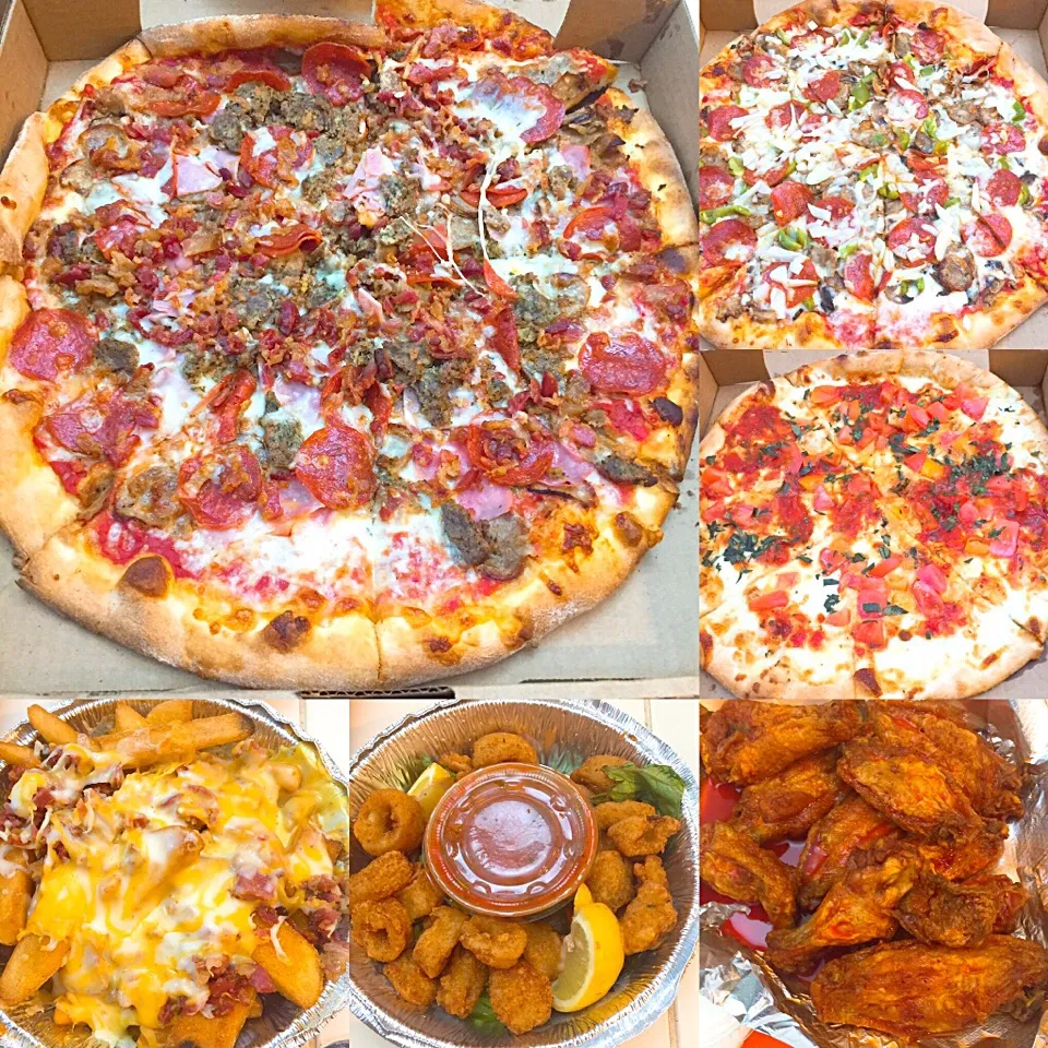 🍕PIZZA      Calamari                        Bacon Cheese Fries     
🔥Buffalo Hot Wings🔥|🌸Emery Mさん