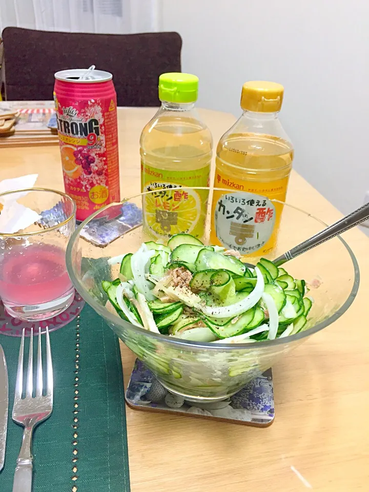 カンタン酢とサラダ油をまぜるだけ簡単フレンチドレッシングでサラダ👍😋|ちーねーさん