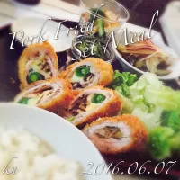 Snapdishの料理写真:香味野菜🌸豚カツ定食