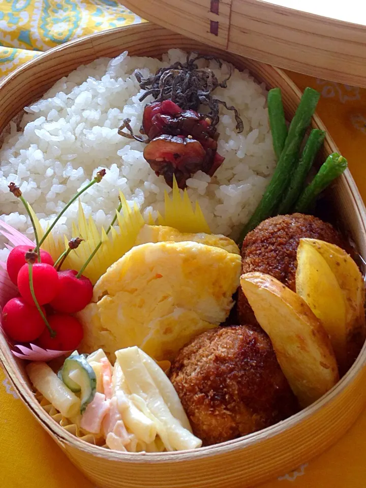 高2息子今日はキャベツメンチカツ弁当|愛ママさん