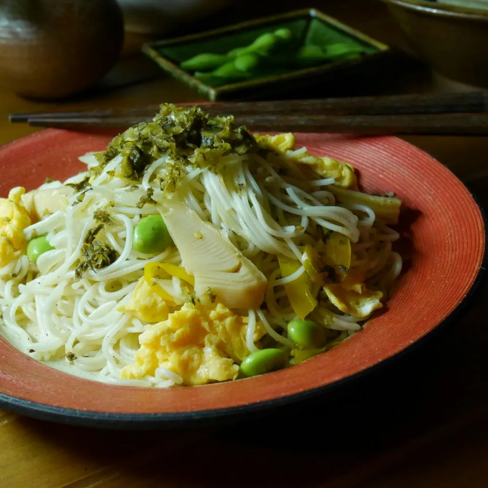 からし高菜素麺ちゃんぷる|まちまちこさん