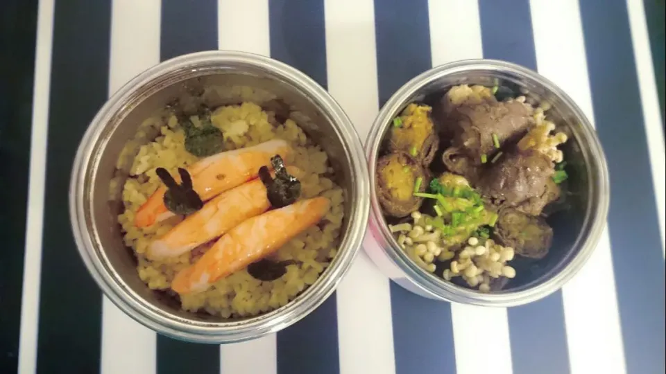 4 Jan 2016 I started to cook lunchbox for my daughter's school.
Golden Mushroom Beef Rolls with Teriyaki Sauce + Beef Rice Furikake With Crab Stick.|suki chan duarteさん