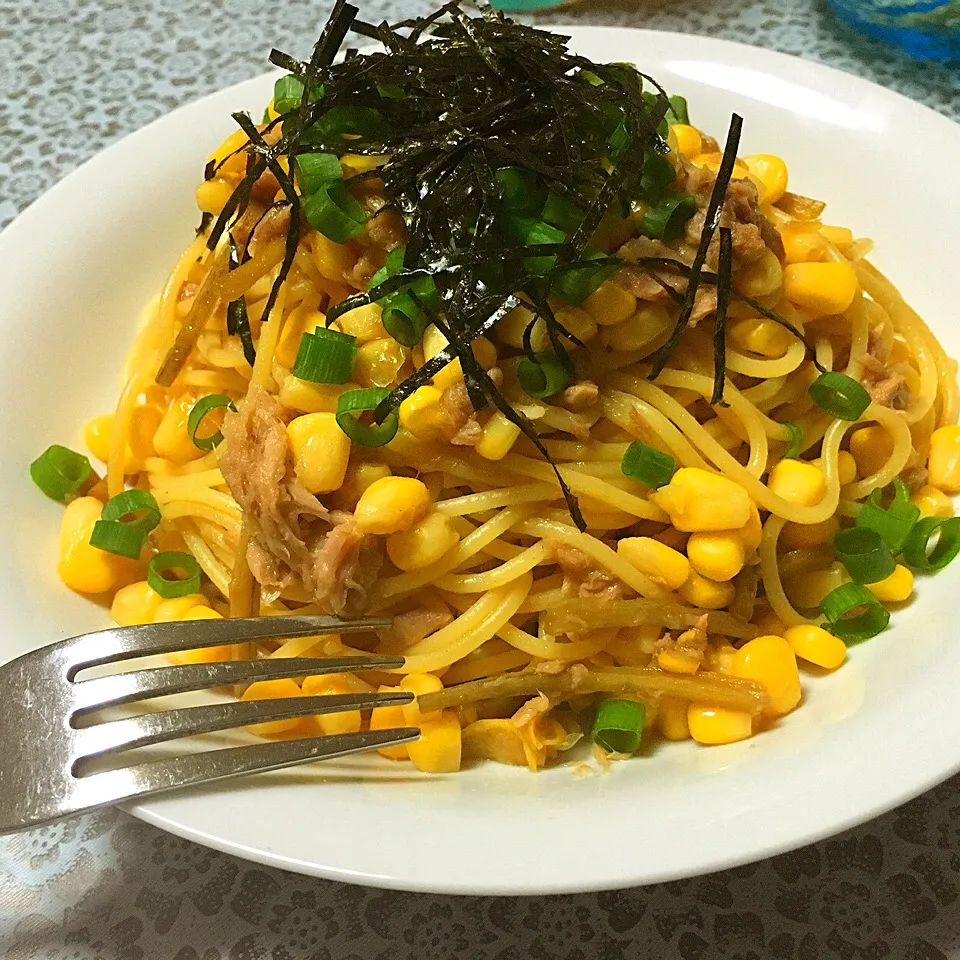 ツナコーンごぼうの和風パスタ|めっちいさん