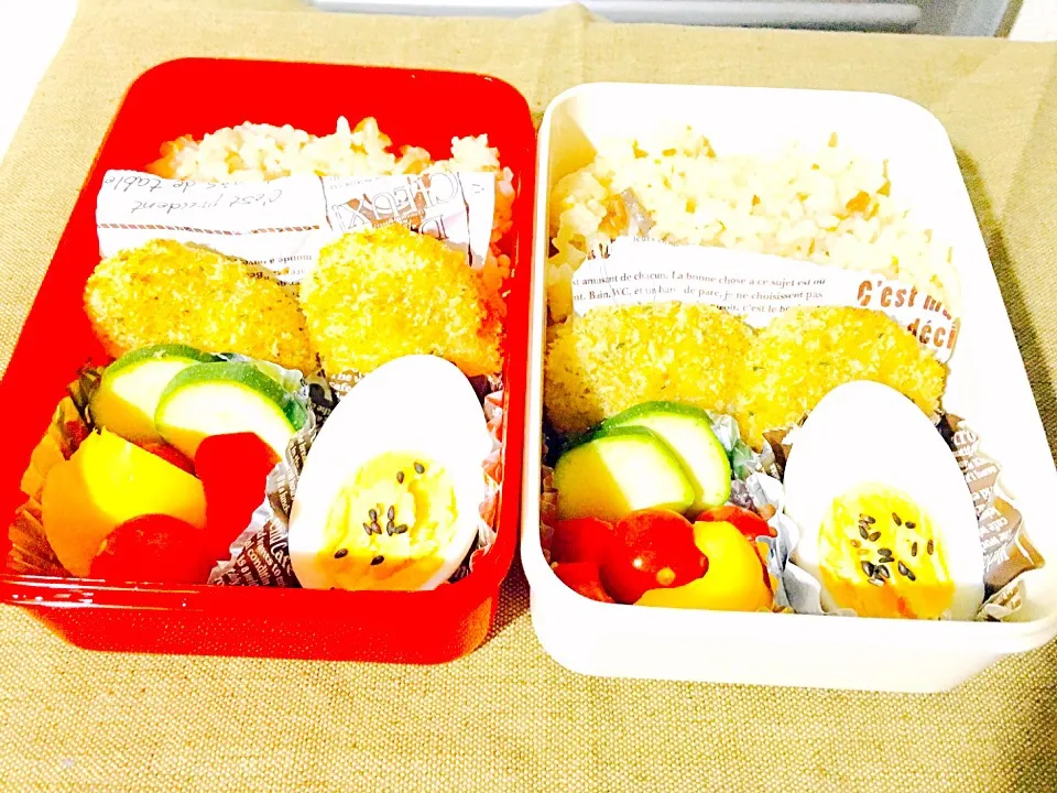 Snapdishの料理写真:旦那様と娘のお弁当
かなり手抜き😅|るみさん