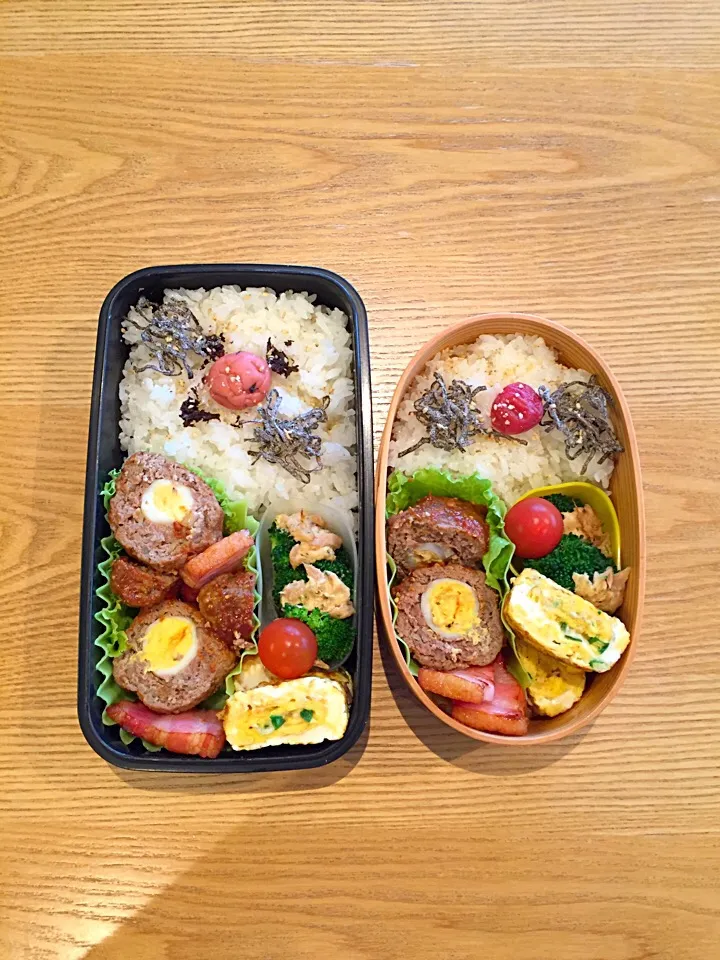 Snapdishの料理写真:煮込みハンバーグ＊親子弁当♪|hiromiさん